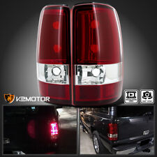 Fits 2000-2006 Chevy Suburban Tahoe GMC Yukon/Yukon XL Red/Clear Tail Lights picture