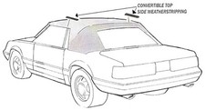 1983-1993 Ford Mustang GT & LX convertible top weatherstrip roof rail side seals picture