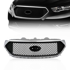 For 13-18 Ford Taurus SHO Gloss Black Front Grille Assembly Grill W/Chrome Trim picture