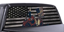 FGD Truck Window Decal Trump 2024 American Flag FIGHT Edition Black & White picture