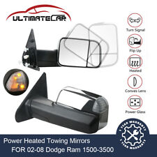 FOR 2002-08 Dodge Ram 1500 2500 3500 Power Heated Turn Signal Chrome Tow Mirror picture