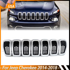 7X Black Front Bumper Honeycomb Mesh Grill Inserts For Jeep Cherokee 2014-2018 picture