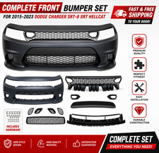 Front Bumper Full Kit with Grille Fog Lights For 2015-23 Dodge Charger Unpainted picture