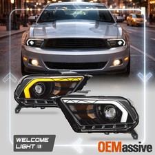 For 2010-2014 Ford Mustang Headlight w/LED Sequential Signal Welcome Light Black picture