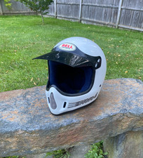 Vintage 1980s Bell Moto 4 Motocross Helmet White Size 7 1/2 BMX MX w/ Visor picture