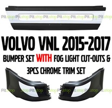 VOLVO VNL 2016-17 STYLE BUMPER SET WITH FOG CUT-OUT CHROME TRIM 6PCS picture