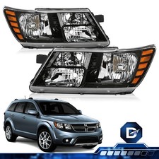 Headlights For 2009-2020 Dodge Journey Black Housing Amber Corner Headlamp LH RH picture