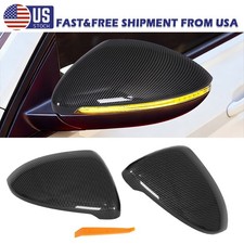 2PCS Carbon Fiber Side Mirror Cover Caps For  VW JETTA 2019-2025 with Indicator picture
