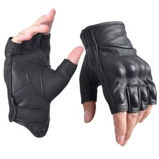 Half Finger Leather Gloves for Men Fingerless Driving Gloves Summer Black picture