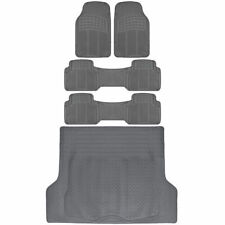 5pc Combo Set of Van SUV Floor Mats All Weather Rubber Mat 3 Row w/ Trunk Gray picture