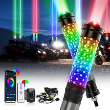 1FT RGB LED Laser Whip Lights Pair For UTV ATV SXS RZR Can-Am Bluetooth App picture