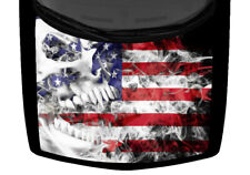 USA Flag American Flame Skull Fang Truck Hood Wrap Vinyl Car Graphic Decal Black picture
