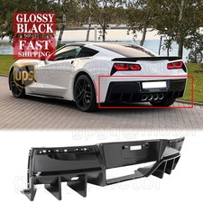 For Corvette C7 Z06 Stingray 2014-2019 Gloss Black Big Fin Rear Bumper Diffuser picture