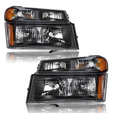 For 2004-2012 Black Chevy Colorado GMC Canyon Headlights Assembly+ Bumper Lamps picture
