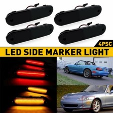For 1990-2005 Miata Mazda MX-5 Smoked LED Side Marker Light Amber Red Waterproof picture
