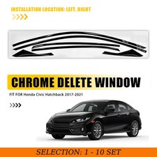 1-10Set Chrome Delete Blackout Window Trim for Honda Civic 2017-2021 Gloss Black picture