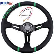 14inch/345mm JDM Deep Dish Leather Drifting Modification Racing Steering Wheel picture
