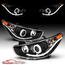 For 2012-2014 Hyundai Accent Sedan/Hatchback LED Halo Projector Black Headlights picture