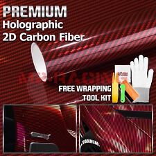 Holographic Carbon Fiber Red Laser Chrome Car Vinyl Wrap Sheet Decal Sticker picture