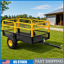 20 Cu. Ft. ATV UTV Dump Cart Lawn Tractor Tow Behind Garden Trailer 1500lbs Load picture