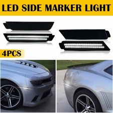 For Chevrolet Camaro 10-15 Smoked LED Side Marker Light Front & Rear White 6000K picture