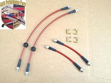 PORSCHE 951 944NA 944S S2 968 944 TURBO SS BRAIDED TEFLON BRAKE LINES 4 PCS RED picture