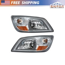 1Pair Set Fit For Hino 2006-2019 Truck Headlight Assembly Silver Grey All Bulbs picture