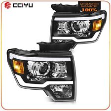For 2009-2014 Ford F150 Headlights Assembly Black Housing Pair w/LED DRL picture