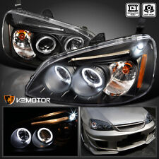 Black Fits 2001-2003 Honda Civic 2/4Dr LED Halo Projector Headlights Lamps 01-03 picture