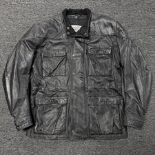 First Gear Hein Gericke Black Leather Motorcycle Jacket With Shoulder Pads Sz XL picture