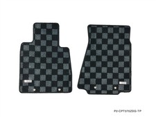 P2M Race Floor Mats Dark Grey Checkered Front for 2009-2021 Nissan 370Z Z34 NEW picture