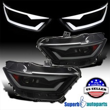 Fits 2015-2017 Ford Mustang Black Smoke Projector Headlights Xenon Dynamic LED picture