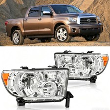 Pair LH+RH Set Headlights with Level Adjuster Fits 2007-2013 Toyota Tundra picture