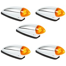 5X Amber Chrome Cab Roof Marker Clearance Lights 8LED Fit For 2008-2019 Mack CHU picture