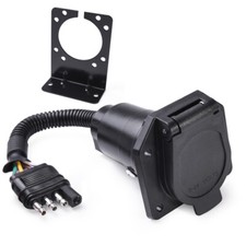 4 Way Flat to 7 Way Round Blade Trailer Adapter Wiring Harness Connector 7/4 Pin picture