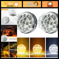 2PCS 17 LED Amber Turn Signal & White Auxiliary Lights, Clear Lens, Heavy Truck picture