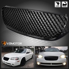 Fits 2002-2003 Maxima Glossy Black Honeycomb Mesh Front Hood Grille 02-03 picture