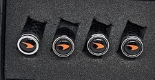 McLaren Orange Swoop Only Carbon Fiber Tire Valve Caps-Brand New  picture