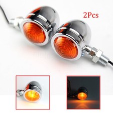 2X 12V Chrome Motorcycle Turn Signals Mini Bullet Blinker Amber Indicator Lights picture