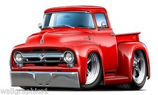 FORD Truck 1956 F100 Cartoon Wall Graphic Decal Garage Bar Room Cling Fat Cat picture