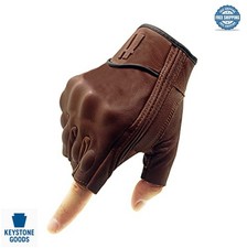 Men Fingerless Moto Leather Gloves Motorcycle Riding Driving Adjustable Wrist picture