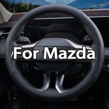 38CM 15''Car Steering Wheel Cover Genuine Leather for Mazda 1999-2023 Black picture