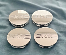 4x 83mm 3.25 Inch GMC Glossy Silver Wheel Center Caps Fits Sierra Yukon Denali picture
