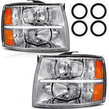 For 2007-2013 Chevy Silverado 1500 2500HD 3500HD Chrome Housing Amber Headlights picture