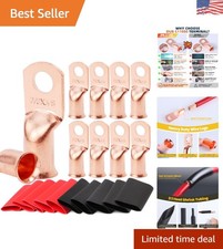 Durable Copper 2/0 AWG Ring Lugs & 4:1 Heat Shrink – 10 Pack for DIY Projects picture
