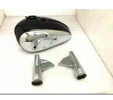 BSA A65 THUNDERBOLT BLACK CHROME TANK WITH BSA THUNDERBOLT FORK SET/COMPAITBLE F picture