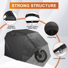 Motorcycle Shelter Shed Cover Storage Tent Flip-Up w/Lock Safe Garage Waterproof picture