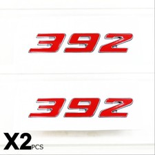 2pc Red 392 Badge Emblem Chrome Trim fits MOPAR 392 HEMI - 1 PAIR picture