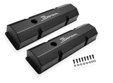 Holley Sniper 890010B Fabricated Aluminum Valve Covers - Flat Top - Black picture