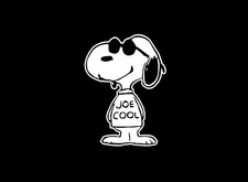 Snoopy Joe Cool WHITE vinyl decal for car windows weatherproof 4.8 x 3.5